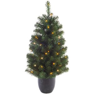 Bellatio Decorations Kunst kerstboom - groen - H120 cm - met verlichting - verlichte kunstboom - LED