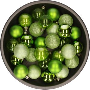 Kerstballen - 48x stuks - kunststof - appel groen - 6 cm - onbreekbaar