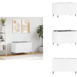vidaXL Platenkast - Platenkasten - Platenspeler Kast - Elpee Opbergkast - Platenkast 74-5x38x48 cm bewerkt hout wit