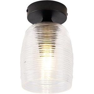 QAZQA michi - Art Deco Plafondlamp - 1 lichts - Ø 120 mm - Zwart - Woonkamer | Slaapkamer | Keuken