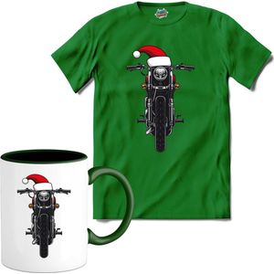 Kerst motor - T-Shirt met mok - Heren - Kelly Groen - Maat 3XL