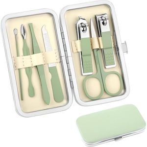 8-in-1 scherpe nagelvijl draagbare nagelclipper set - professionele roestvrijstalen nagelknipper - pedicure kit voor mannen vrouwen - groen