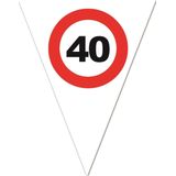 2x stuks leeftijd verjaardag vlaggenlijn met 40 jaar stopbord opdruk 5 meter - Plastic - 10-vlaggetjes per slinger - Feestartikelen/versiering