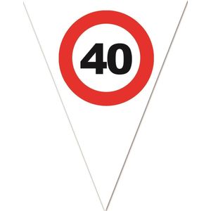 2x stuks leeftijd verjaardag vlaggenlijn met 40 jaar stopbord opdruk 5 meter - Plastic - 10-vlaggetjes per slinger - Feestartikelen/versiering