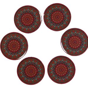 Onderzetters voor glazen - Tafelaccessoires -  Onderzetters  - Coasters - Set van 6 - Mandala design  - Cadeau
