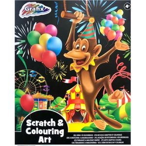 Scratch en colouring art - Kras en kleurboek - Aap
