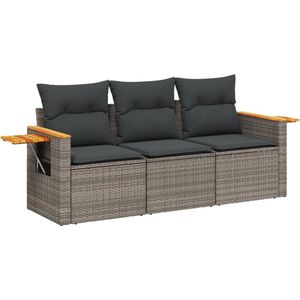 vidaXL 3-delige Loungeset met kussens grijs