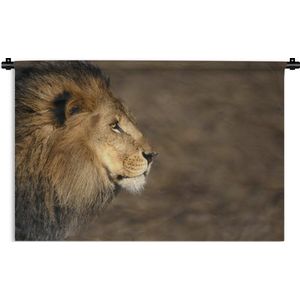 Wandkleed Leeuw - nieuw - Zijkant van een leeuw Wandkleed katoen 60x45 cm - Wandtapijt met foto
