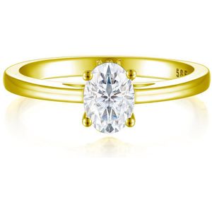 Eloise - 18k Geelgouden Ovaal Solitair Moissanite Ring - 2.1 karaat