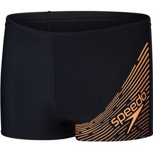 Speedo Medley Logo Aquashort Zwart/Oranje Jongens Sportzwembroek - Maat 128