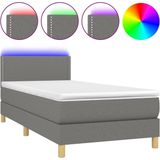 vidaXL-Boxspring-met-matras-en-LED-stof-donkergrijs-90x200-cm