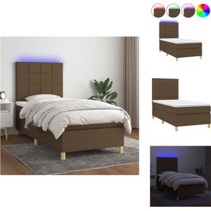 vidaXL Boxspring Luxe LED 100x200cm - Donkerbruin - USB - Bed