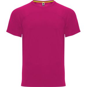 Fuchsia unisex snel drogend Premium sportshirt korte mouwen 'Monaco' merk Roly maat S