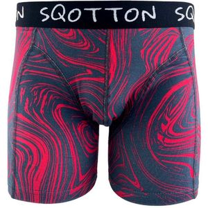 Boxershort - SQOTTON® - Golvend - Antraciet/Rood - Maat XXL