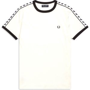Fred Perry Taped Ringer regular fit T-shirt M6347 - korte mouw O-hals - wit - Maat: S