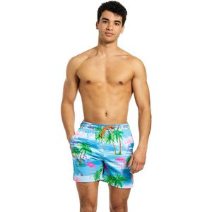 OppoSuits Flaminguy - Heren Zwembroek - Flamingo Shorts Met Ritsen en Zakken - Blauw