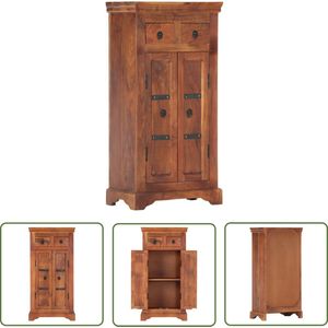 The Living Store Dressoir 50x30x100 cm massief acaciahout - Dressoir - Acacia Houtsoort - Vintage Stijl - Landelijk Design - Opbergmeubel