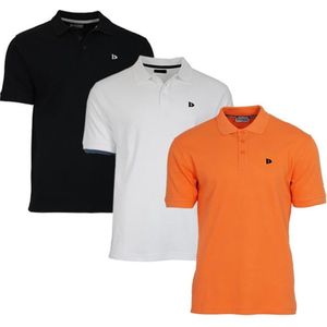 3-Pack Donnay - Polo (Noah) - Sportpolo - Heren - Black/White/Apricot orange (560) - maat 3XL