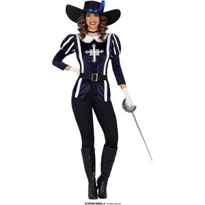 Guirca - Musketier Kostuum - Vechtlustige Blauwe Musketier Hanna - Vrouw - Blauw - Maat 38-40 - Carnavalskleding - Verkleedkleding