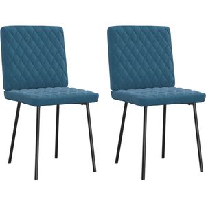 vidaXL - Eetkamerstoelen - 2 - st - fluweel - blauw