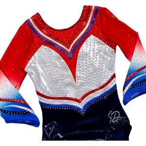 Sparkle&Dream Turnpakje Maxime Lange Mouw - Maat AXXL M/L - Gympakje voor Turnen, Acro, Trampoline en Gymnastiek