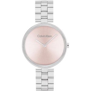 Calvin Klein CK25100015 GLEAM Dames Horloge - Mineraalglas - Staal - Zilverkleurig - 32 mm breed - Quartz - Druksluiting - 3 ATM (spatwater)