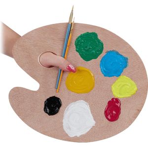 Relaxdays schilderspalet - palet - verfpalet - voor kinderen - mengpalet - hout - M