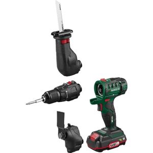 PARKSIDE® Accu-combitool 20 V met accu en lader - Eén apparaat, drie functies: schroefmachine, decoupeerzaag en multitool