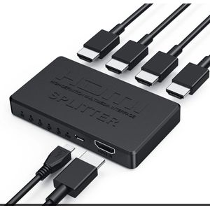 4K 2K HDMI Splitter 1 In 4 Uit | 4x1 HDMI Switch | HD 1080P Video Switcher | Compatibel met Xbox, PS4, DVD, HDTV, PC en Laptop