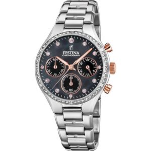 Festina F20401/4 Boyfriend Chronograaf - Polshorloge - Staal - Zilverkleurig - Ø 36mm