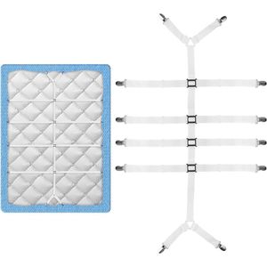 Bed sheet tensioner adjustable mattress holder with metal clip for bed sheet, mattress, or sofa (white) by Jinsion.