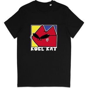 T Shirt Heren - T Shirt Dames - Cool Cat - Koel Kat - Zwart - Maat XS