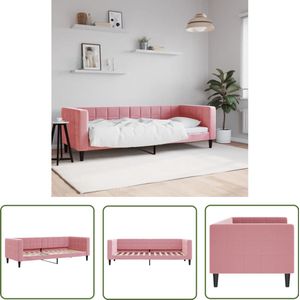 vidaXL Slaapbank - 80x200 cm - Fluweel Roze Slaapbank - Sofa Bed - Tweepersoonsbed - Rozerode Meubels - Lounge Bank