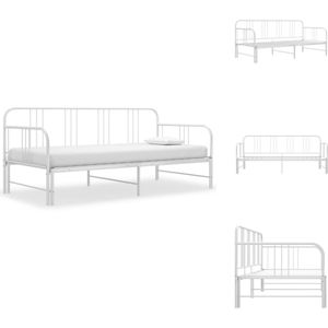 vidaXL Slaapbank - wit - 206 x 185 x 88 cm - met zijplank - stevige metalen constructie - matrassen niet inbegrepen - Bed