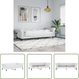 The Living Store Slaapbank Lounge - Wit - 235 x 100 x 68 cm - Schuimmatras - Kunstleer