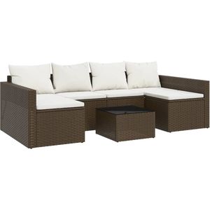 vidaXL - 2-delige - Loungeset - met - kussens - poly - rattan - bruin