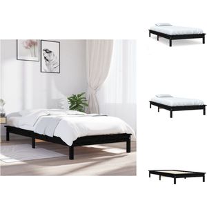 vidaXL Bed Classic Black 90 x 190 cm - Solid Pine - Sturdy Frame and Wooden Slats - Bed