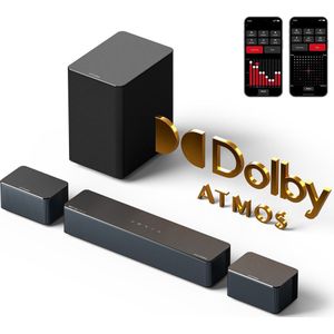 ULTIMEA Poseidon D60 Soundbar Subwoofer Speaker Kit, Dolby Atmos 5.1, Regelbaar Surround Level, Meerdere Modi - Zwart