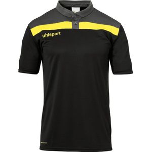 Uhlsport Offense Polo Shirt Kind Zwart-Antraciet-Limoengeel4
