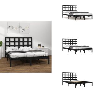 vidaXL Bedframe - Bedframes - Tweepersoonsbed - Bed - Bedframe massief hout zwart 200x200 cm