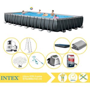 Intex Ultra XTR Frame Zwembad - Opzetzwembad - 975x488x132 cm - Inclusief Filterbollen, Onderhoudsset, Zoutsysteem en Zout