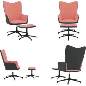 vidaXL Relaxstoel met voetenbank fluweel en PVC roze - Relaxstoel Met Voetenbank - Relaxstoelen Met Voetenbanken - Zetel Met Voetenbankje - Zetels Met Voetenbankjes