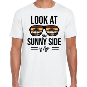 Sunny side feest t-shirt / shirt Look at the sunny side of life voor heren - wit - Beach party outfit / kleding/ verkleedkleding/ carnaval shirt XXL