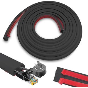 Bodemkabelgoot - 25 mm x 14 mm - 6 meter - zelfklevend - zwart - flexibele pvc-vloerkabelbescherming