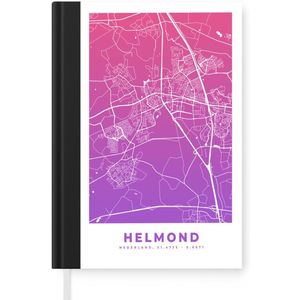 Notitieboek - Schrijfboek - Stadskaart - Helmond - Nederlands - Paars - Notitieboekje klein - A5 formaat - Schrijfblok - Plattegrond