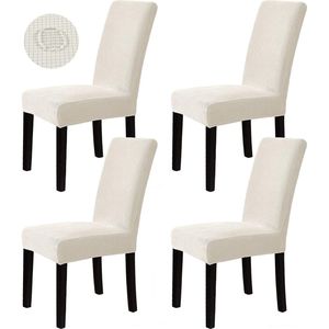 Stoelhoezen Set van 4 stoelhoezen stretchhoezen voor schommelstoelen eetkamerstoelen stoelen bescherming stoelhoezen decoratieve bi-elastische hoes voor hotel, bruiloft, banket, keuken, restaurant, feest, kantoor (beige)