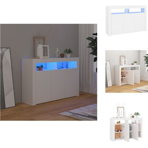 vidaXL Dressoir model LED Verlichting - Wit - 115.5 x 30 x 75 cm - Bewerkt hout - Keukenkast