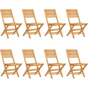 vidaXL Tuinstoelen inklapbaar - Set van 8 - Massief Teakhout Tuinstoel - Teak Hout - Buitenkamer - Terras - Balkon