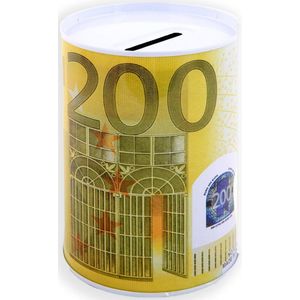 Spaarpot 200 euro biljet - 8X12cm Kerst Cadau - Blikken - metalen - spaarpot met euro biljet - 1 stuk