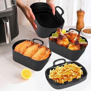 Siliconen Air Fryer Liners 3 STKS Set - Opvouwbare Ninjas Air Fryer Accessoires Siliconen Pot, Siliconen Air Fryer Mand Met Siliconen Borstel voor Ninjas Dual Air Fryer Oven Magnetron